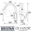 Bristan Raspberry Easyfit Sink Mixer Lever Tap Dimensions